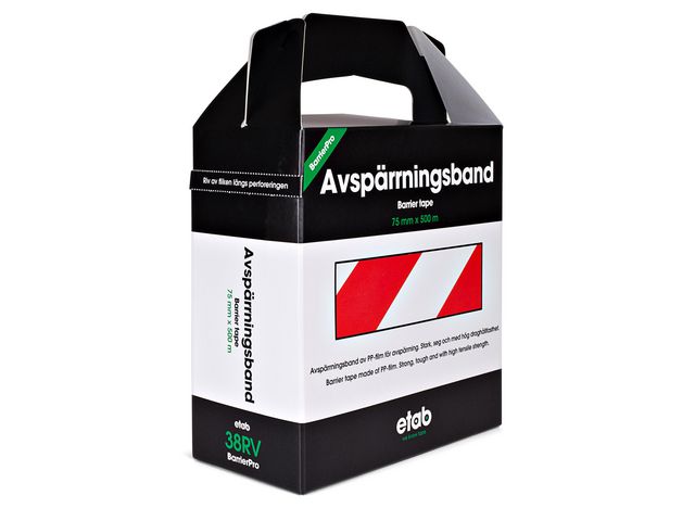 Varningsband 75mmx500m röd/vit