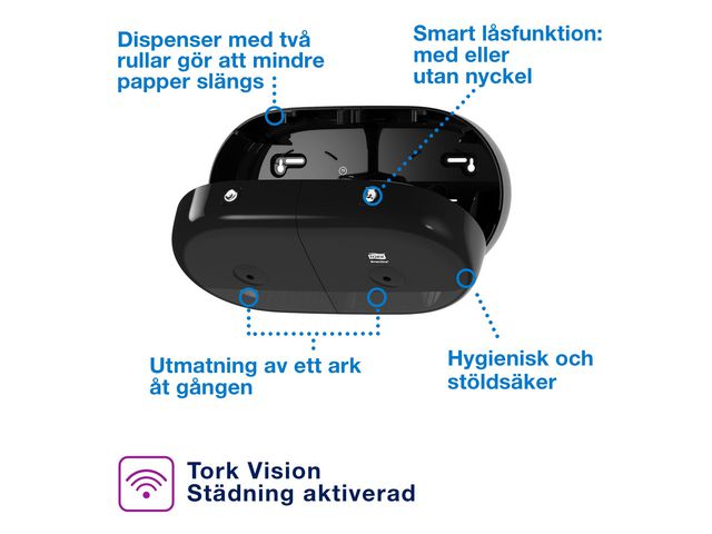 Dispenser TORK T9 SMARTONE Twin svart