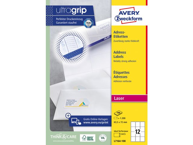 Etikett AVERY UG 63,5x72mm 1200/fp