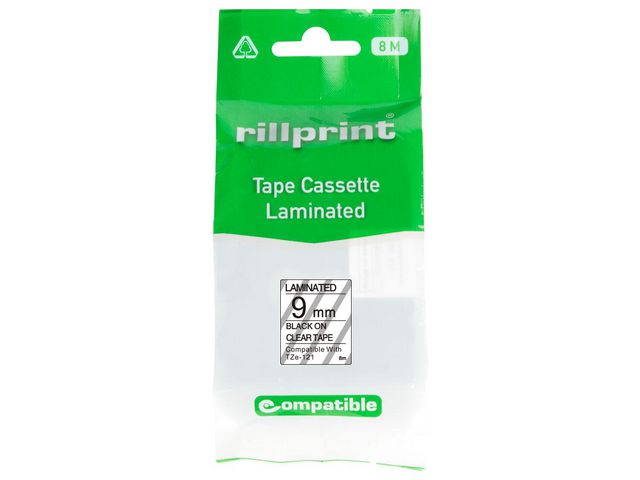 Tape 9mm TZe-121 svart på klar