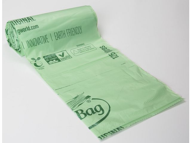 Plastsäck BIOBAG 125/150L 35my grön10/rl