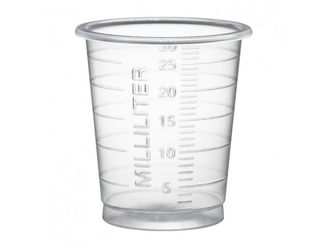 Medicinbägare Eco 30ml smal transp 90/fp