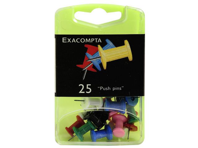 Kartnål EXACOMPTA 10mm sort.färger 25/fp
