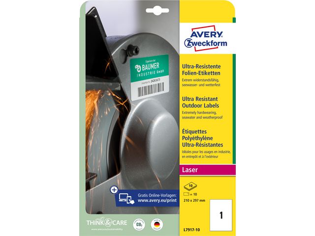 Etikett AVERY Stretch 210x297mm 10/fp