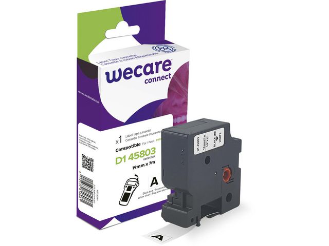 Tape WECARE 19mm svart på vit
