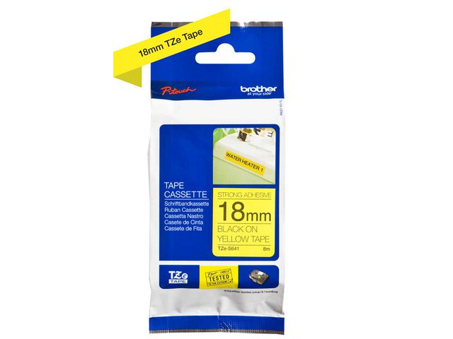 Tape BROTHER TZES641 18mm svart på gul