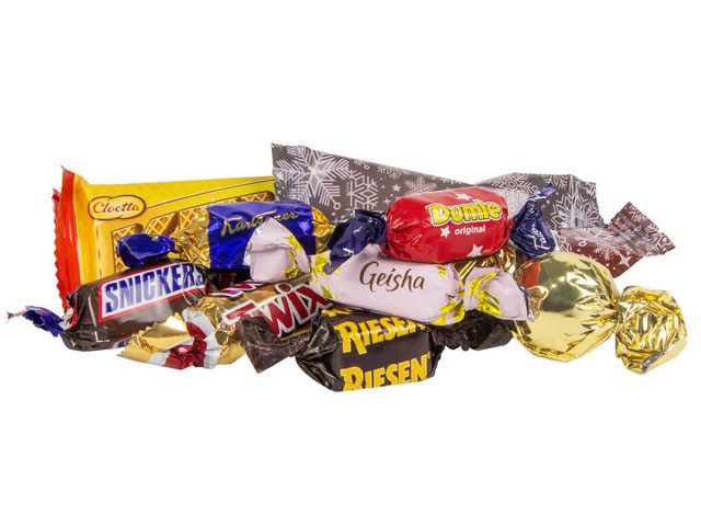Godis Presentkorg brun inslaget 2,5kg