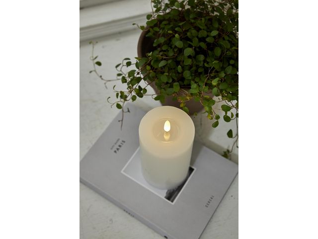 Blockljus STAR T LED Flamme 15cm vit