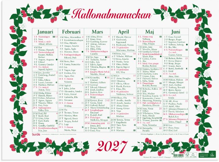 Väggkalender Stora Hallonalmanackan 2027