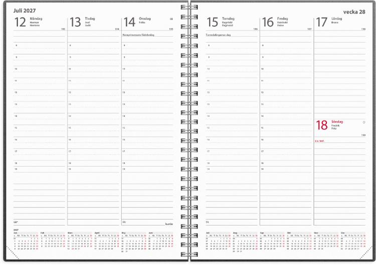 Kalender Weekly A5 2027 konstläder svart